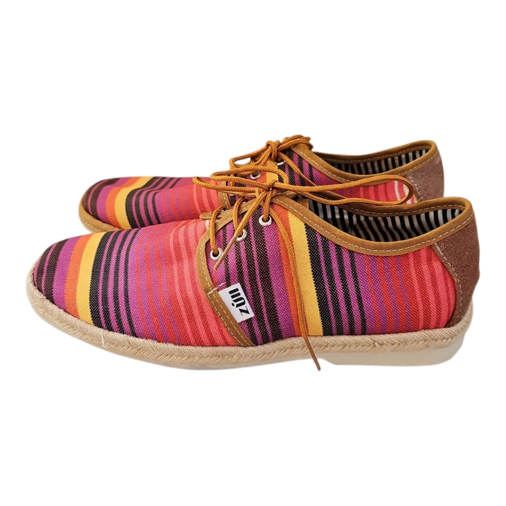 Zull Libero Di Essere Men's Lace-Up Stripe Espadrille Shoes  Size 25.5 US 8.5